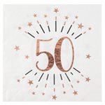Serviette Âge étincelant rose gold 50 ans 16.5 x 16.5 cm Sac