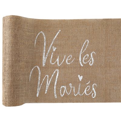 Chemin de table Vive les mariés Naturel 28 cm Rouleau de 3 m Chemin de table Vive les mariés Naturel 28 cm Rouleau de 3 m