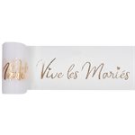 Ruban tulle Vive les Mariés Or 80 mm  /  10 m Bobine de 10 mèt