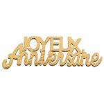 Déco à parsemer Joyeux Anniversaire métallisé Or 6.5 x 3.5 c