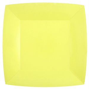 Grande assiette carrée Jaune 23 x 23 cm Sachet de 10 pièces