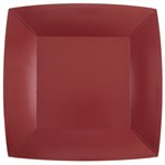 Grande assiette carrée Bordeaux 23 x 23 cm Sachet de 10 pièc