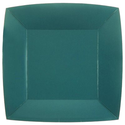 Grande assiette carrée Bleu canard Sachet de 10 pièces 23 x Grande assiette carrée Bleu canard Sachet de 10 pièces 23 x
