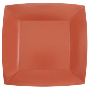 Grande assiette carrée Terracotta 23 x 23 cm Sachet de 10 pi