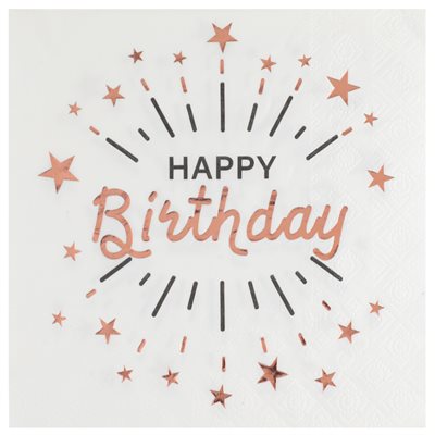 Serviette Happy Birthday Etincelant Rose 16.5 x 16.5 cm Sach Serviette Happy Birthday Etincelant Rose 16.5 x 16.5 cm Sach