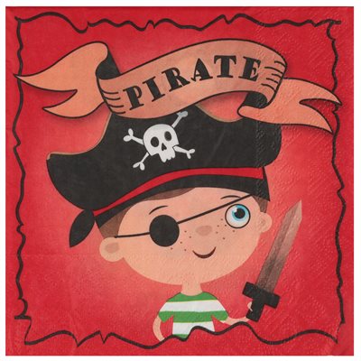 Serviette Pirate Multicolore 33 x 33 cm Sachet de 20 pièces Serviette Pirate Multicolore 33 x 33 cm Sachet de 20 pièces