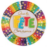 Assiette C'est la Fête Multicolore Ø 22.5 cm Sachet de 10 pi