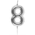 Bougie chiffre argent N°8 4 x 9 cm La pièce Bougie chiffre argent N°8 4 x 9 cm La pièce