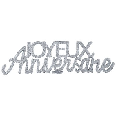 Lettres Joyeux Anniversaire pailletées Argent 32 x 2.5 x 9 c Lettres Joyeux Anniversaire pailletées Argent 32 x 2.5 x 9 c