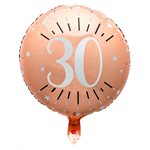 Ballon Alu Âge étincelant rose gold 30 ans Ø 45 cm Sachet d'