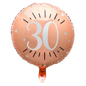 Ballon Alu Âge étincelant rose gold 30 ans Ø 45 cm Sachet d'