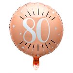 Ballon Alu Âge étincelant rose gold 80 ans Ø 45 cm Sachet d'