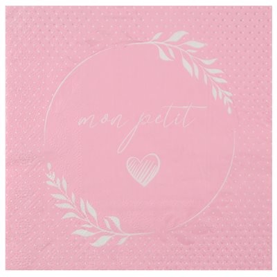 Serviette Baptême nacré Rose 16.5 x 16.5 cm Sachet de 20 piè Serviette Baptême nacré Rose 16.5 x 16.5 cm Sachet de 20 piè