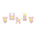 Banderole Baby shower métal Rose 19 x 20 cm  /  500 cm Sachet