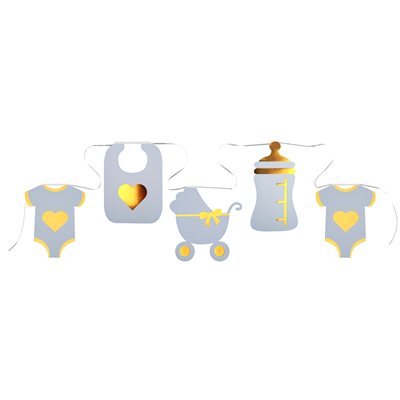 Banderole Baby shower métal Ciel 19 x 20 cm / 500 cm Sachet Banderole Baby shower métal Ciel 19 x 20 cm / 500 cm Sachet