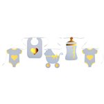 Banderole Baby shower métal Ciel 19 x 20 cm  /  500 cm Sachet