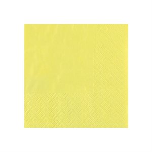 Serviette cocktail Jaune 21 x 20 cm Sachet de 25 pièces