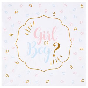 Serviette Girl or Boy ? Multicolore 16.5 x 16.5 cm Sachet de