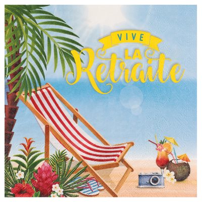 Serviette Retraite Multicolore 16.5 x 16.5 cm Sachet de 20 p Serviette Retraite Multicolore 16.5 x 16.5 cm Sachet de 20 p