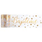 Ruban tulle Baptême Or 80 mm  /  10 m Bobine de 10 mètres