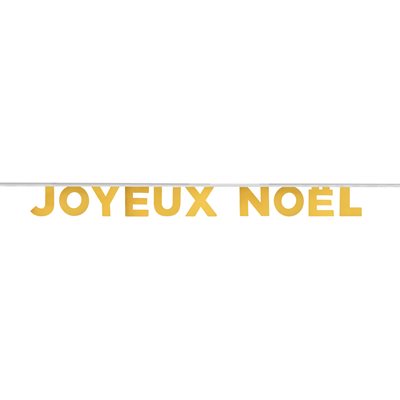 Banderole Joyeux Noël Or 13 x 13 cm / 250 cm Pochette d'1 pi Banderole Joyeux Noël Or 13 x 13 cm / 250 cm Pochette d'1 pi