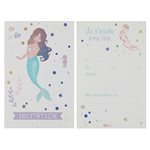 Carte invitation Sirène Irisé 11 x 17 cm Sachet de 6 pièces