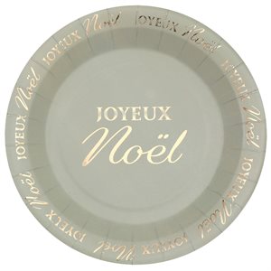 Assiette Joyeux Noël Scintillant sauge 22.5 cm Sachet de 10