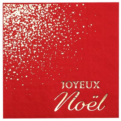 Serviette Joyeux Noël Scintillant Rouge 33 x 33 cm Sachet de Serviette Joyeux Noël Scintillant Rouge 33 x 33 cm Sachet de