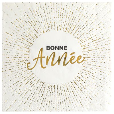 Serviette Bonne Année Or 33 x 33 cm Sachet de 10 pièces Serviette Bonne Année Or 33 x 33 cm Sachet de 10 pièces