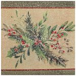 Serviette Noël houx scintillant Sauge 33 x 33 cm Sachet de 1