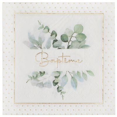 Serviette végétal Baptême Vert 33 x 33 cm Sachet de 20 pièce Serviette végétal Baptême Vert 33 x 33 cm Sachet de 20 pièce