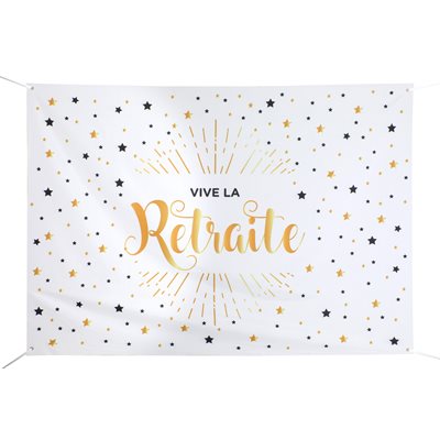 Toile de fond Vive la retraite Blanc Boîte d'1 pièce 210 x 1 Toile de fond Vive la retraite Blanc Boîte d'1 pièce 210 x 1