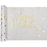 Chemin de table Happy Birthday Blanc 28 cm Rouleau de 3 mètr