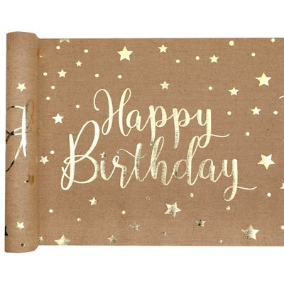 Chemin de table Happy Birthday Kraft 28 cm Rouleau de 3 mètr Chemin de table Happy Birthday Kraft 28 cm Rouleau de 3 mètr