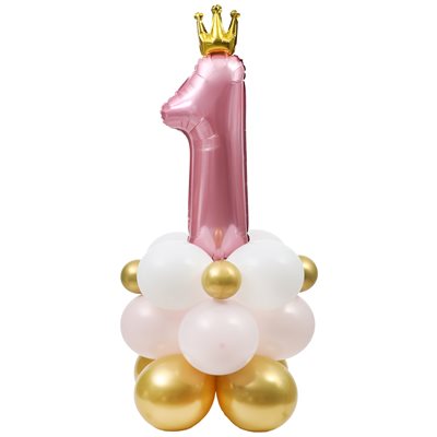 Kit ballons Anniversaire 1 an Rose 81cm ballon alu + latex Kit ballons Anniversaire 1 an Rose 81cm ballon alu + latex