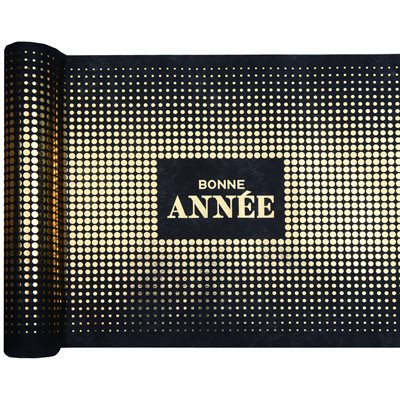 Chemin de table Bonne Année golden Noir 30 cm Rouleau de 5 m Chemin de table Bonne Année golden Noir 30 cm Rouleau de 5 m