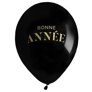 Ballon Bonne Année golden Noir Ø 30 cm Pochette de 6 pièces