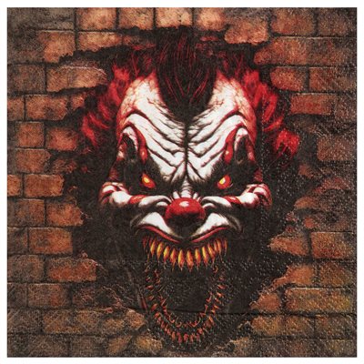 Serviette Clown tueur Multicolore 33 x 33 cm Sachet de 20 pi Serviette Clown tueur Multicolore 33 x 33 cm Sachet de 20 pi