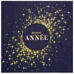 Serviette Bonne Année pailletté Marine 33 x 33 cm Sachet de