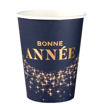 Gobelet Bonne Année pailletté Marine Ø 7.8 x 9.7 cm / 27cl S Gobelet Bonne Année pailletté Marine Ø 7.8 x 9.7 cm / 27cl S