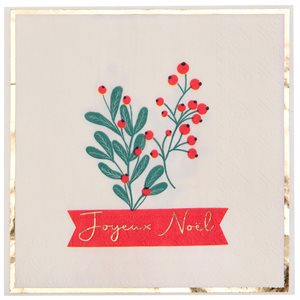 Serviette Houx de Noël Multicolore 33 x 33 cm Sachet de 10 p