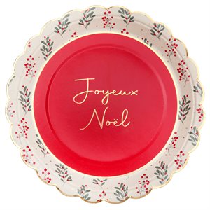 Assiette Houx de Noël Multicolore Ø 23 cm Sachet de 10 pièce