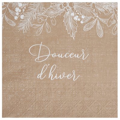 Serviette Douceur d'hiver Naturel 33 x 33 cm Sachet de 20 pi Serviette Douceur d'hiver Naturel 33 x 33 cm Sachet de 20 pi