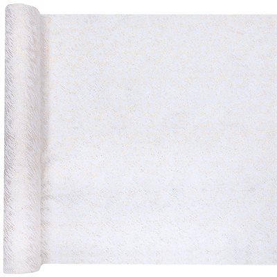 Chemin de table rayures dorées Blanc 36 cm Rouleau de 2.5 mè Chemin de table rayures dorées Blanc 36 cm Rouleau de 2.5 mè