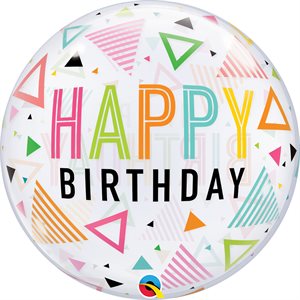 22''M. BIRTHDAY RAINBOW TRIANGLES BUBBLES