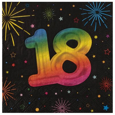 Serviette Âge Festicolor 18 ans 33 x 33 cm Sachet de 12 pièc
