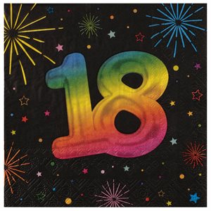Serviette Âge Festicolor 18 ans 33 x 33 cm Sachet de 12 pièc