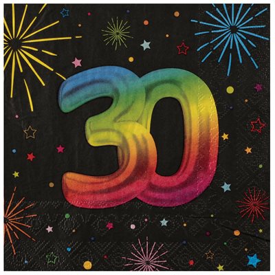 Serviette Âge Festicolor 30 ans 33 x 33 cm Sachet de 12 pièc Serviette Âge Festicolor 30 ans 33 x 33 cm Sachet de 12 pièc