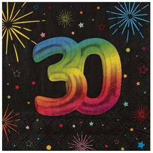 Serviette Âge Festicolor 30 ans 33 x 33 cm Sachet de 12 pièc