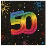 Serviette Âge Festicolor 50 ans 33 x 33 cm Sachet de 12 pièc